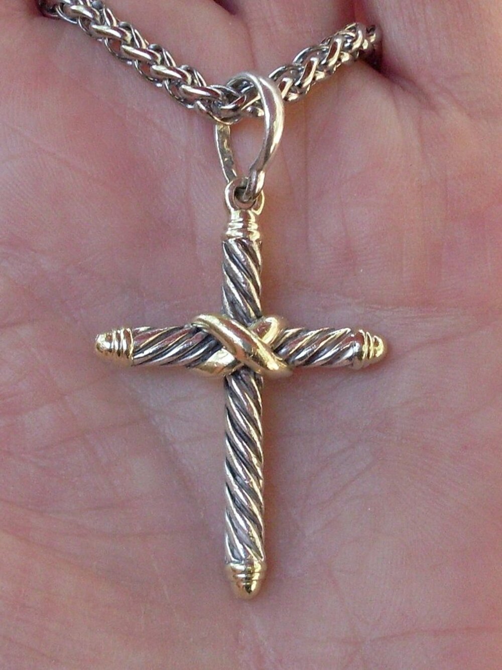 Retired David Yurman X Cross - 14K/925 - 24 Inch Wheat Chain